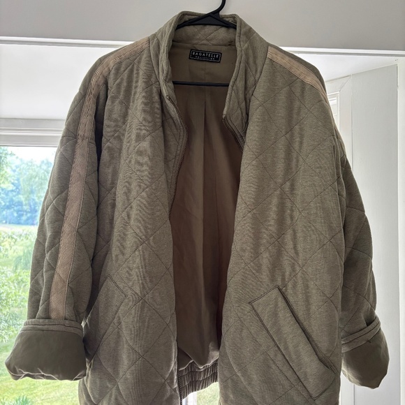 Bagatelle Revolve French Oversized Diamond Quilted Jacket Olive Green Womens XL - Picture 5 of 6